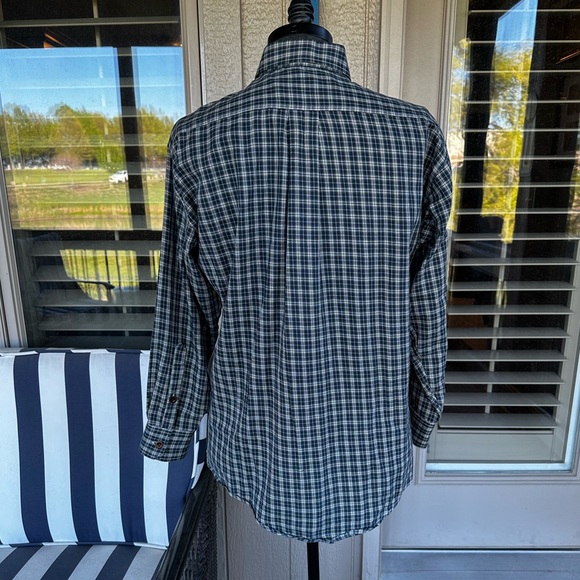 BILL’S KHAKIS Men’s Navy & Green Plaid Cotton Blend Button Down Shirt - Sz Large - Picture 10 of 14